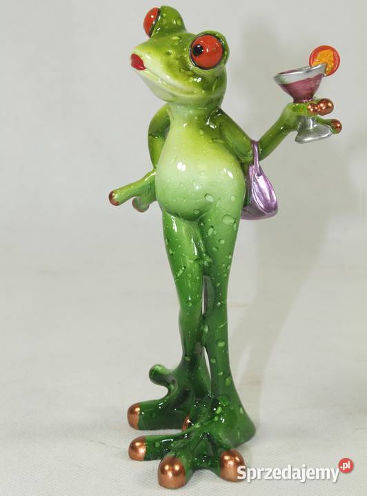 Śmieszna figurka żaba z drinkiem dekoracja Limanowa