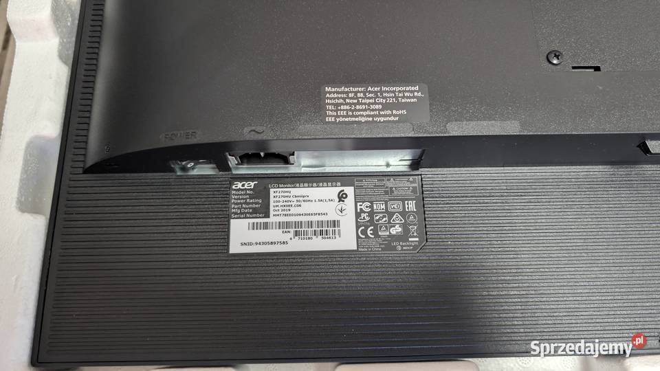 Monitor Acer Model XF270HU 2560x1440 27 LED 16:9 Ruda Śląska