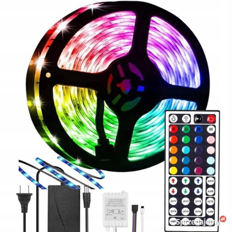 TAŚMA LED RGB 5M Mocna Kolorowa PILOT ZASILACZ Wrocław