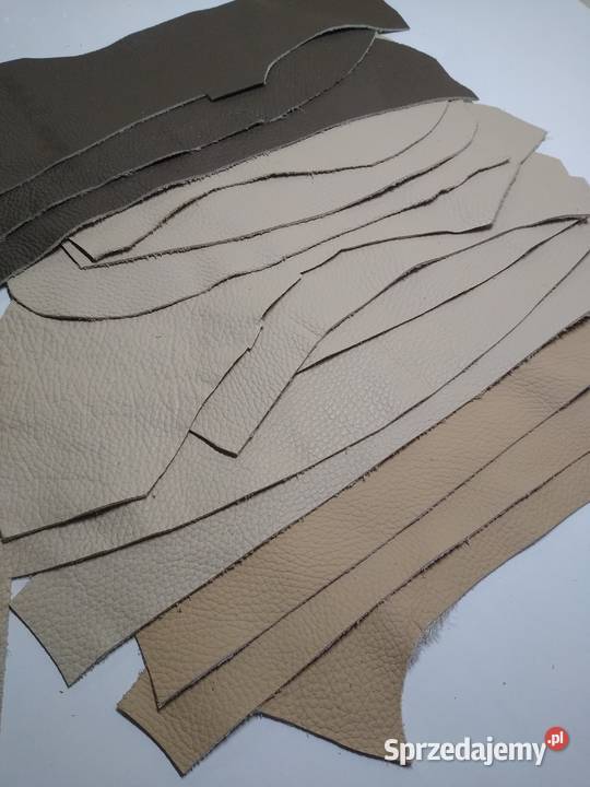 Skóra Licowa Włoska średnie kawałki Beż różne Rękodzieło Gdańsk
