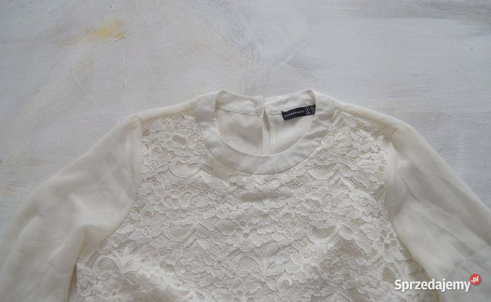 kremowa bluzka elegancka na okazję koronka S 36 mazowieckie