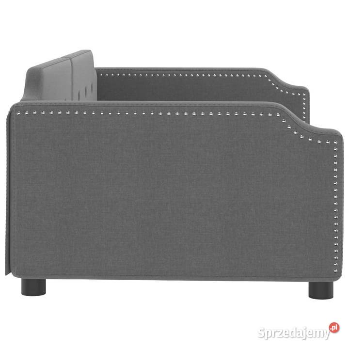 Sofa z funkcją spania ciemnoszara obita tkaniną