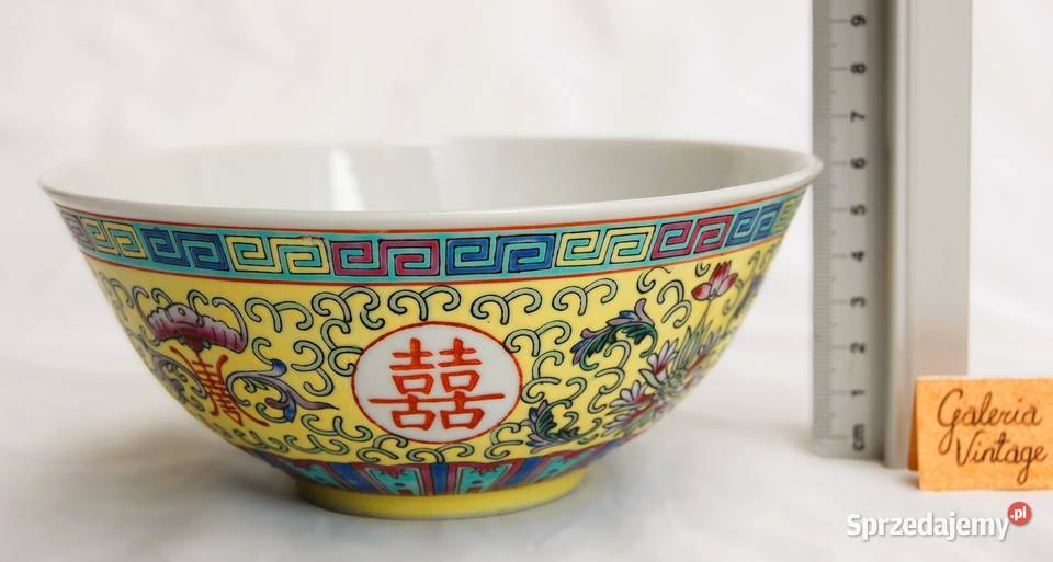 Chińska miska żółta ręcznie malowana porcelana Lublin