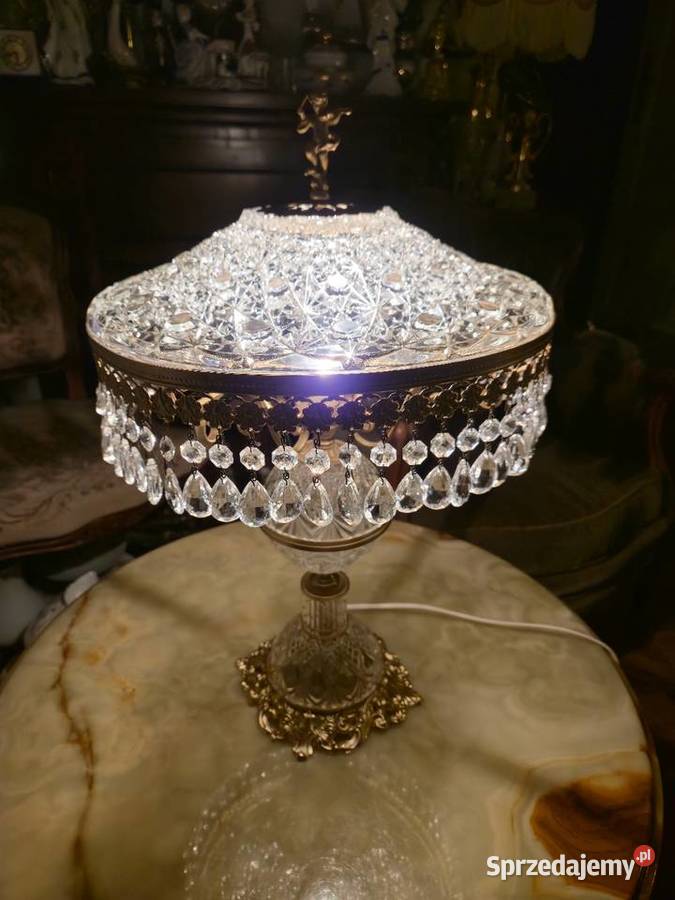 Lampa Salonowa szklana Lampka nocna kryształowa Kalisz