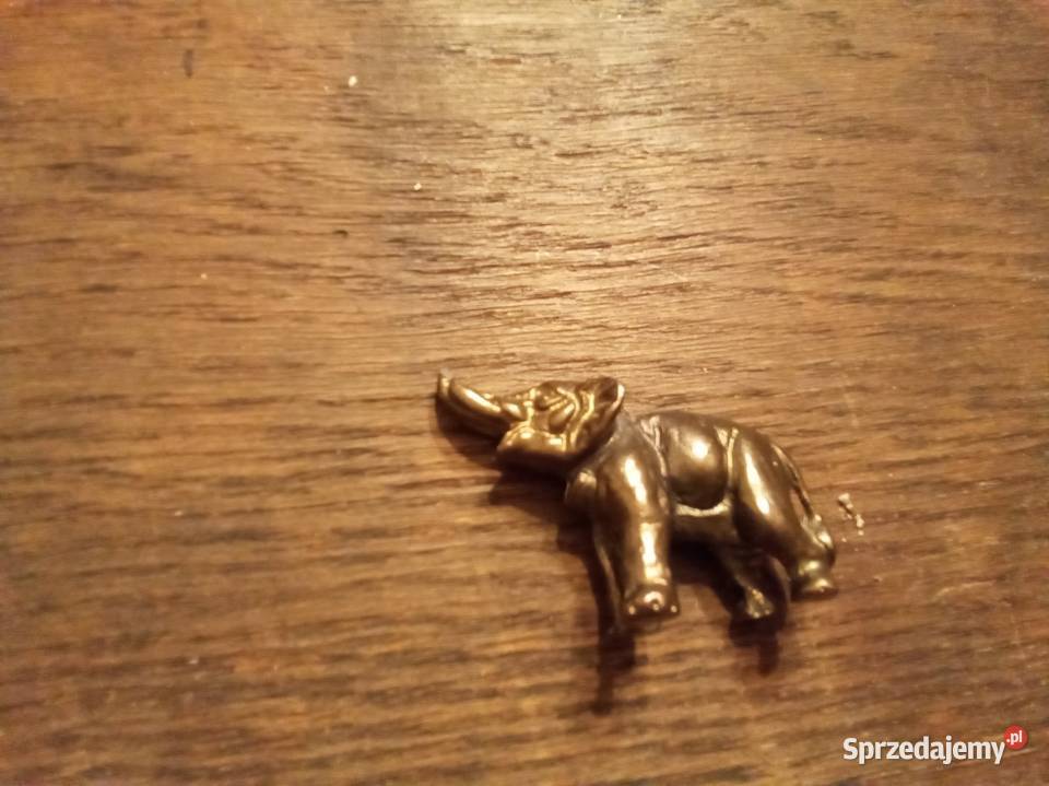 Metalowa ciężka figurka słonia PRL Warszawa
