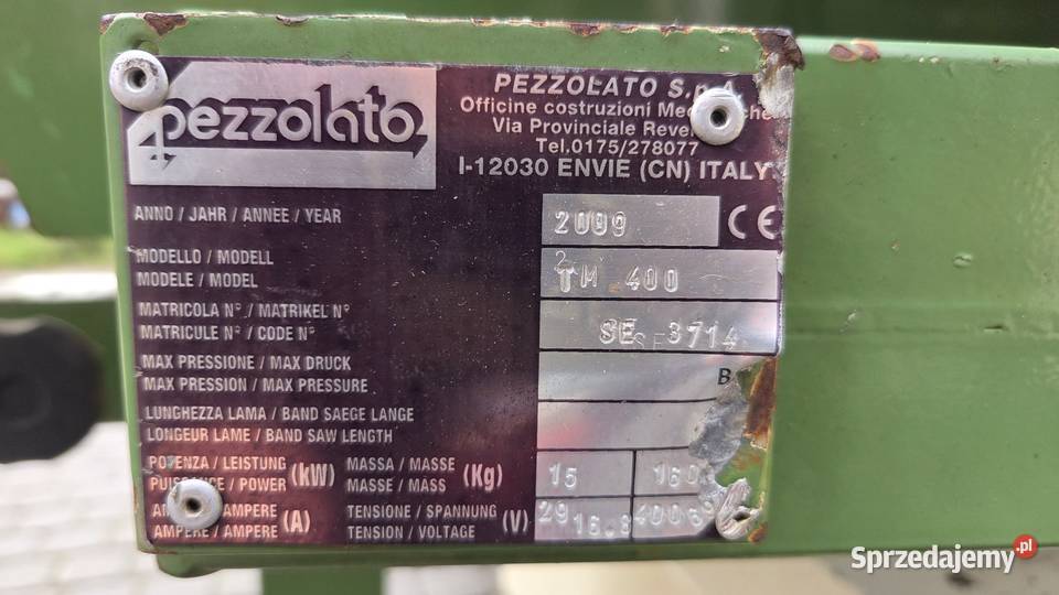 Pezzolato TM 400 piłołuparka 15 kW 400V WOM nowa Karsin