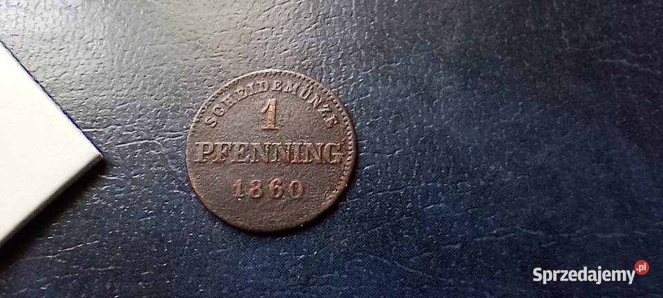 Stare monety 1 fenig 1860 Niemcy Lesko