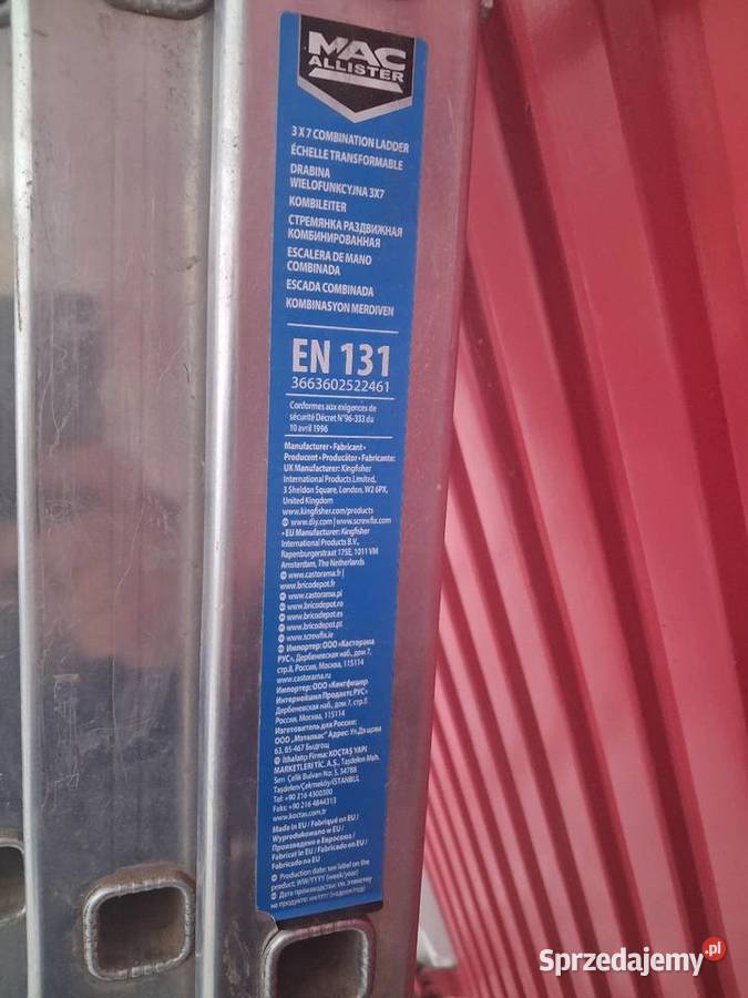 Drabina aluminiowa 3x7 stan używana Wyszogród