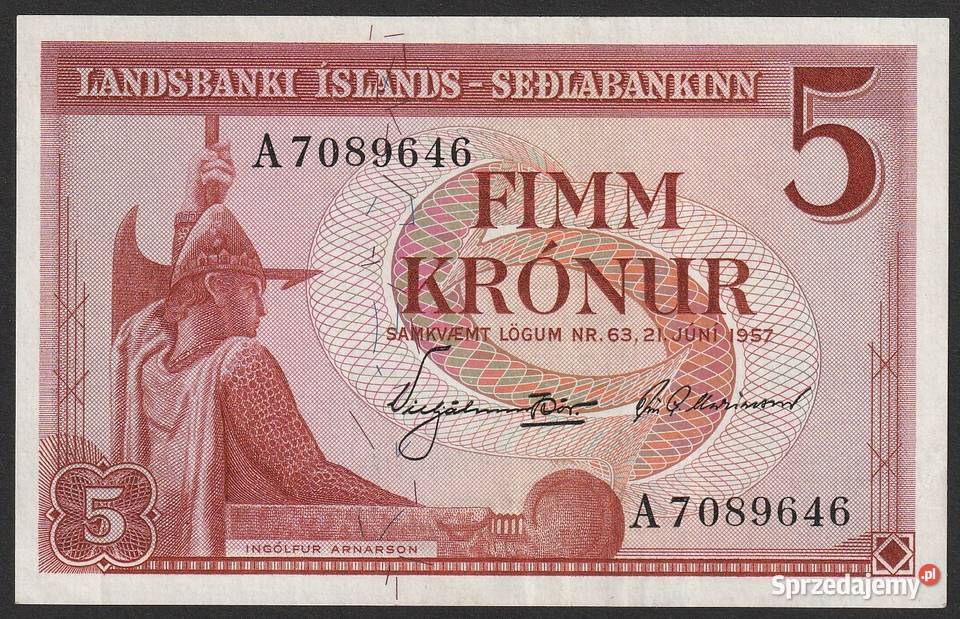 ISLANDIA 5 KORON 1957 STAN 2 Łódź
