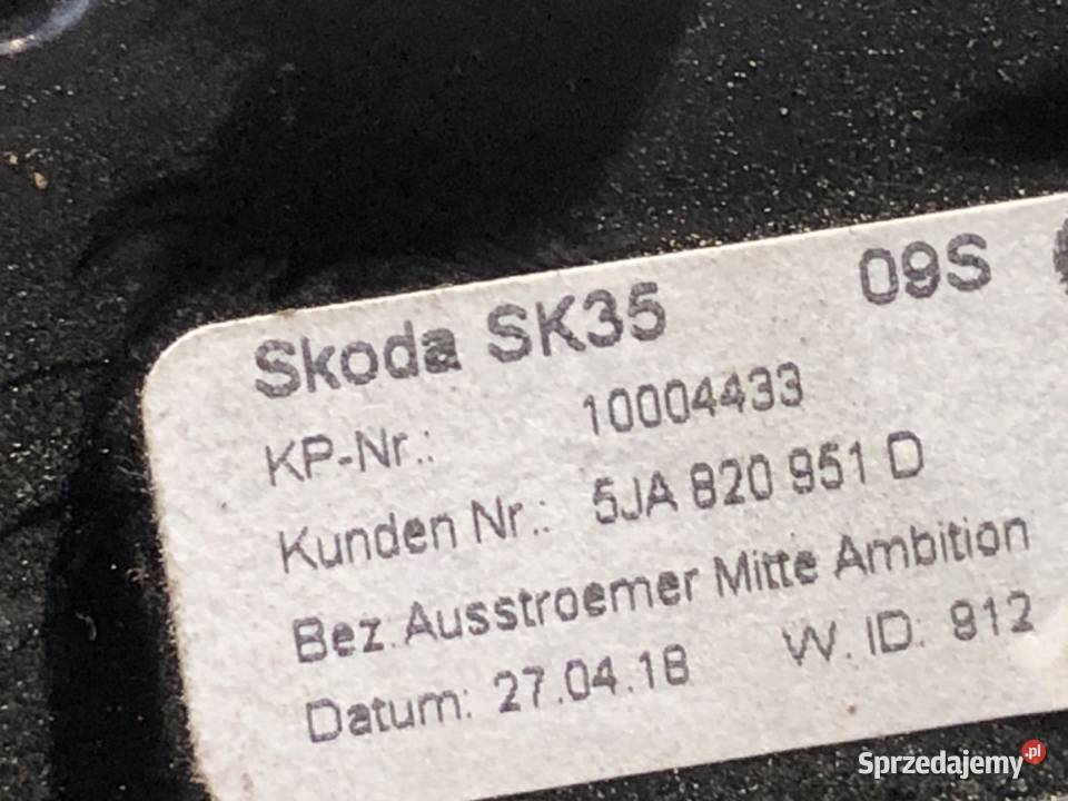 KRATKA NAWIEWU PRZÓD SKODA RAPID 5JA820951D sprzedam
