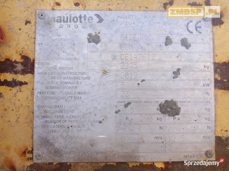 Podnośnik nożycowy zwyżka Haulotte Compact 10 Pleszew