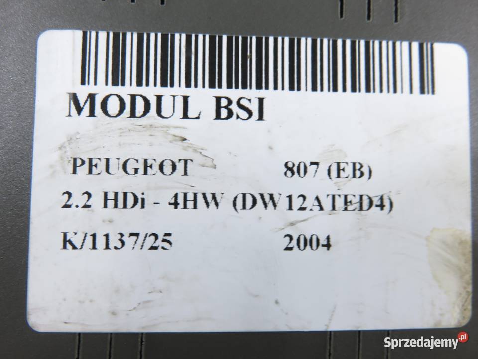 BSI PEUGEOT 807 EB 22 HDi 4HW DW12ATED4