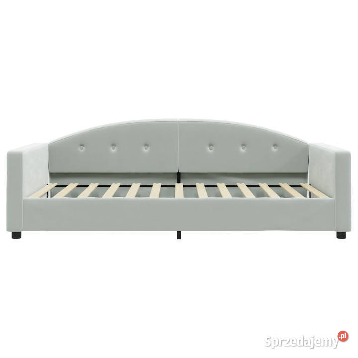 Sofa z funkcją spania jasnoszara obita aksamitem 75cm