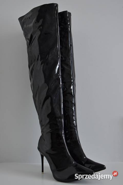 Wysokie kolano kozaki na SMUKŁEJ SZPILCE z Białystok