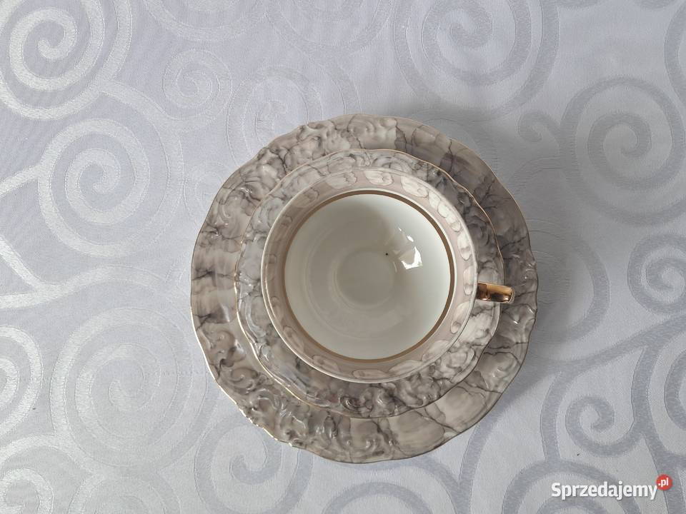 Filiżanka z kompletem trio Wawel porcelana PRL lubuskie