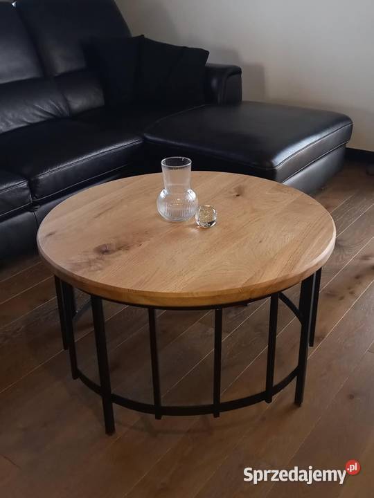Ława loft z blatem dębowym okrągła Kotowice