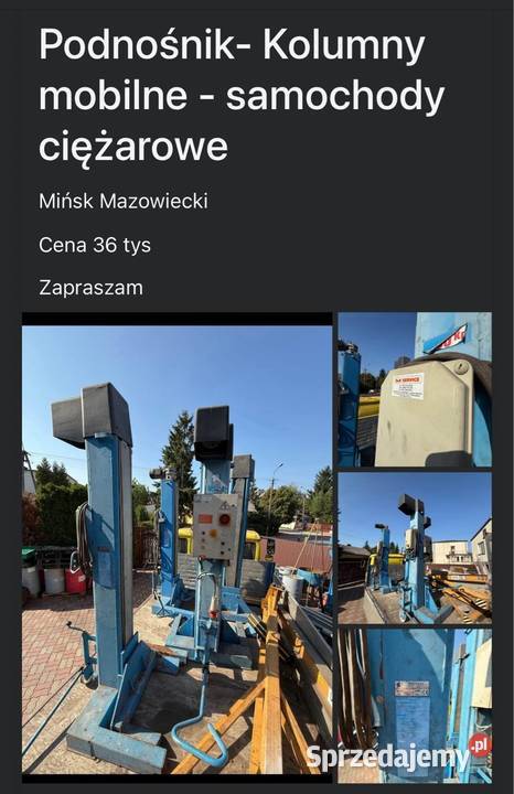Podnośnik kolumny mobilne samochody ciężarowe Mińsk Mazowiecki