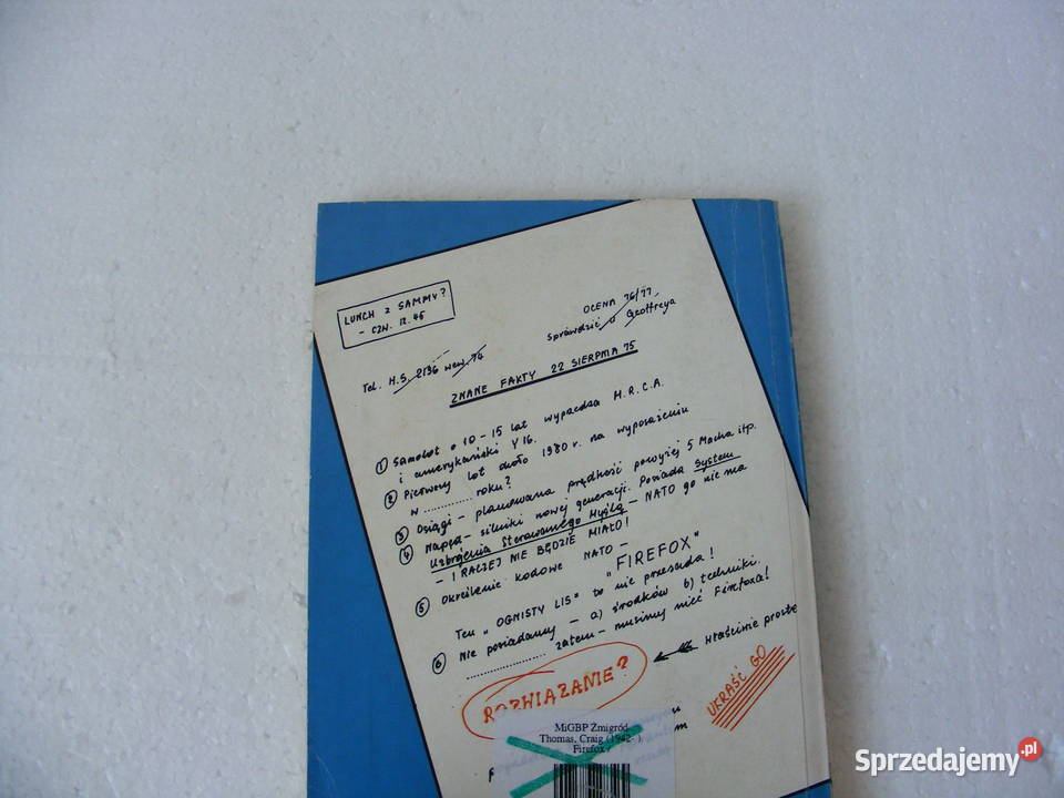 Firefox Odzyskać Firefoxa Craig Thomas Rok wydania 1991 Oborniki Śląskie sprzedam