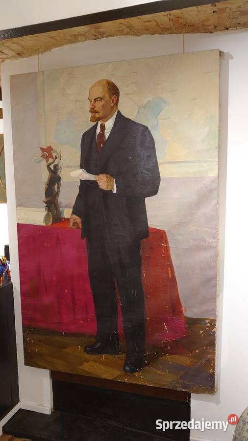 Duże płótno socrealizm Lenin wielkopolskie Poznań