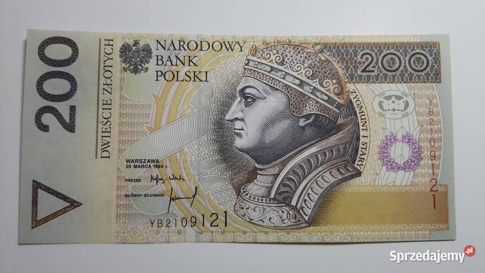 Rzadkosc 200 Złotych 1994 YB błąd druku BRAK mazowieckie sprzedam