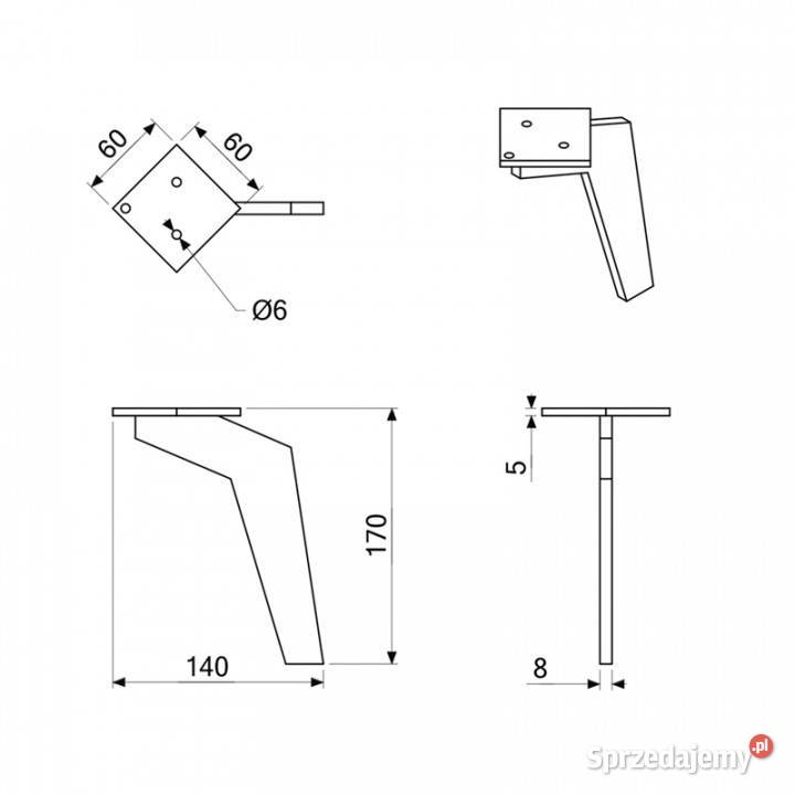 Nóżka meblowa metalowa BUMERANG CZARNA Chmielnik