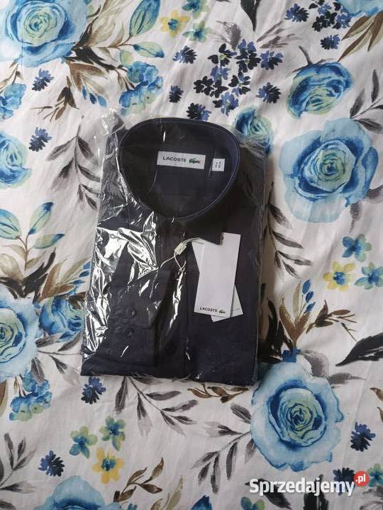 Koszula męska Lacoste bawełniana granatowa podlaskie