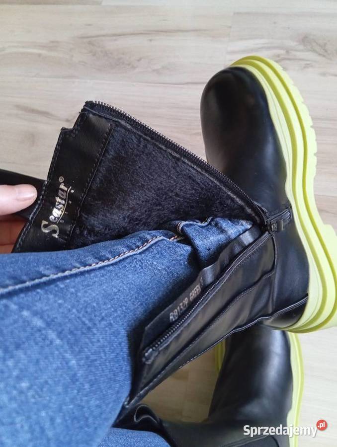 Botki ocieplane kalosze Kozaki damskie r 39 skóra ekologiczna Łódź