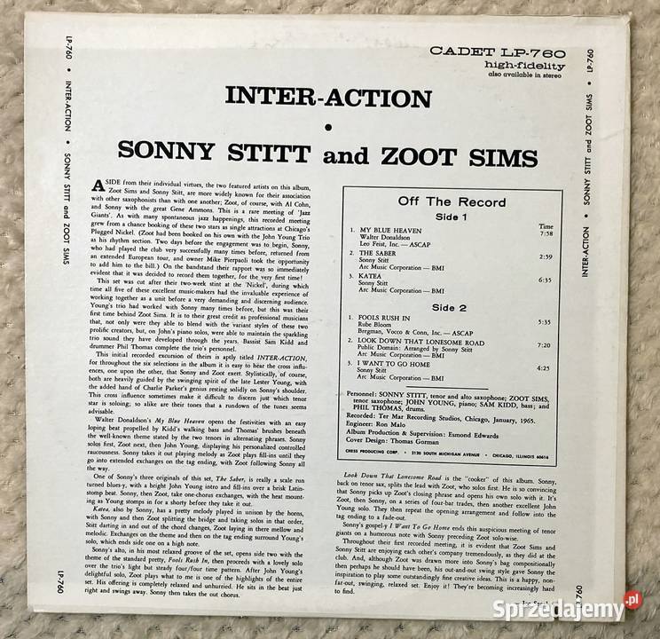 Sonny Stitt Zoot Sims InterAction Płyty i kasety Szczecin