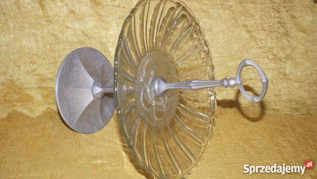 Piękna szklana patera na owoce z aluminiową przezroczysty kujawsko-pomorskie Inowrocław sprzedam