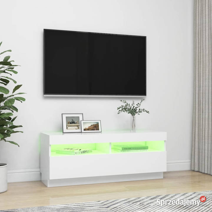 Szafka pod TV z oświetleniem LED biała 100x35x40 Warszawa