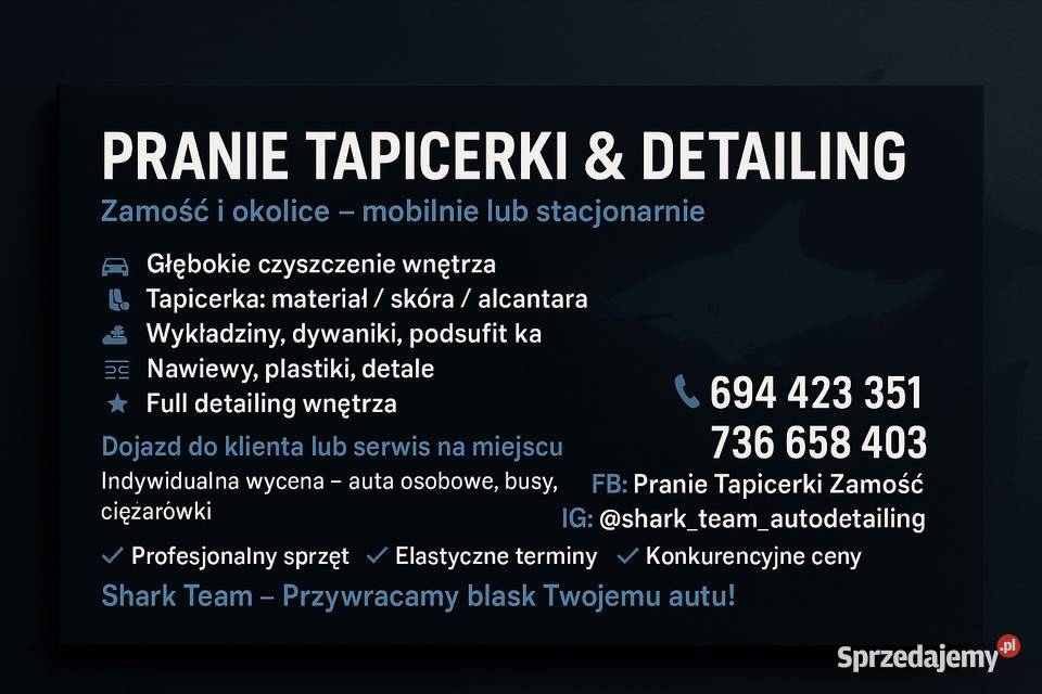 Mobliny detailing autodetailing pranie tapicerki Zamość