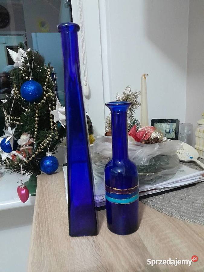 Butelki szklane kolorowe karafki łódzkie