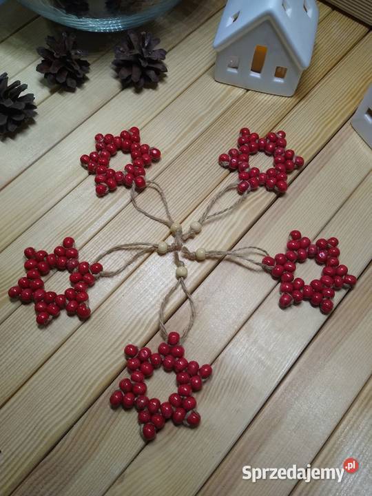 Zestaw 5 drewnianych koralikowych gwiazdek Gdańsk sprzedam