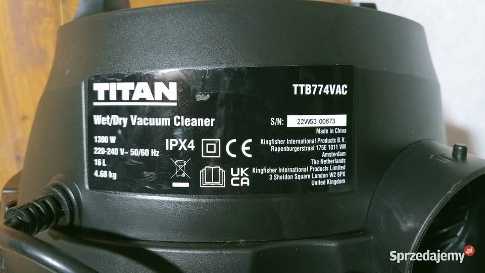 Odkurzacz przemysłowy Titan TTB774VAC 1300 W Pozostałe Olsztyn sprzedam