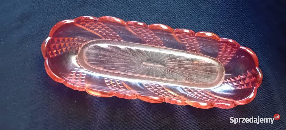 Kryształowa tacka na grzebienie Baccarat różowa Koźminek sprzedam