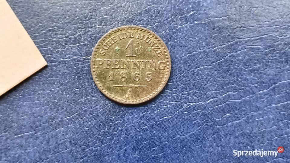 Stare monety 1 pfenig 1865 Niemcy Lesko