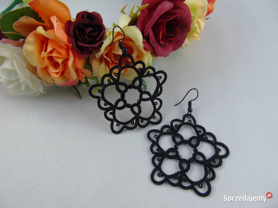 Kolczyki frywolitkowe różne wzory i kolory Wiśniowa