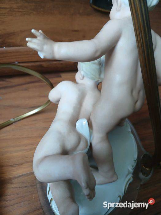 Stara lampka Schaubach Kunst 2 amorki z pilka Porcelana i szkło Kraków sprzedam