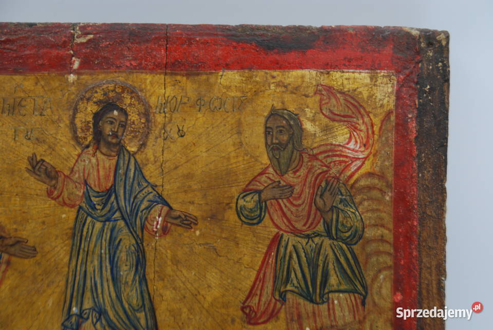 Duża ikona obraz Jezus Chrystus Grecja XIX wiek Poznań