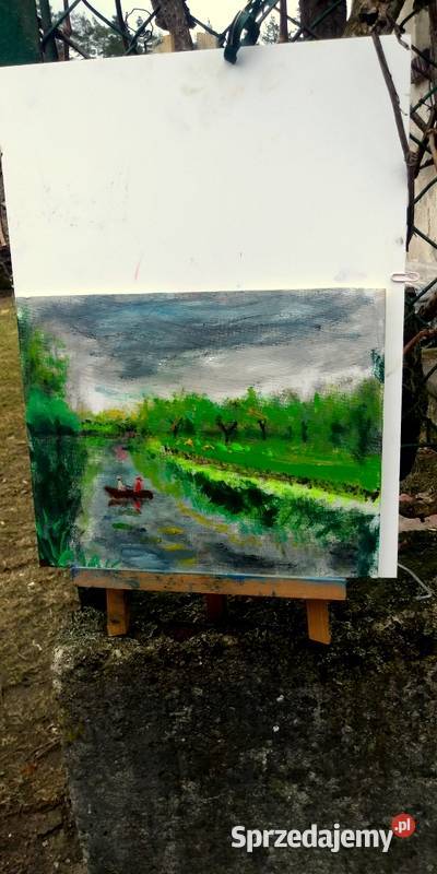 pejzaż z łódką na wodzie warmińsko-mazurskie Olsztyn