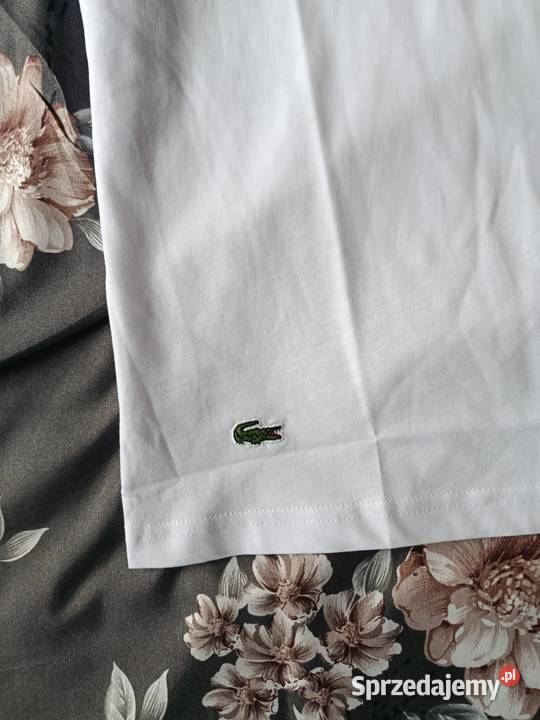 Tshirt męski Lacoste duże logo producenta kolor biały Białystok