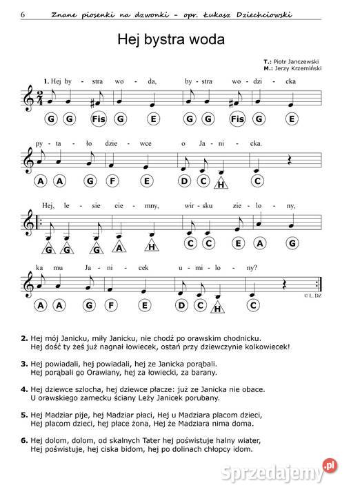 Piosenki na dzwonki nuty 31 piosenek słowa Kraków