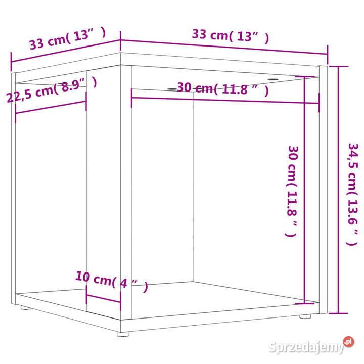Stolik boczny szary 33x33x345 materiał Warszawa sprzedam