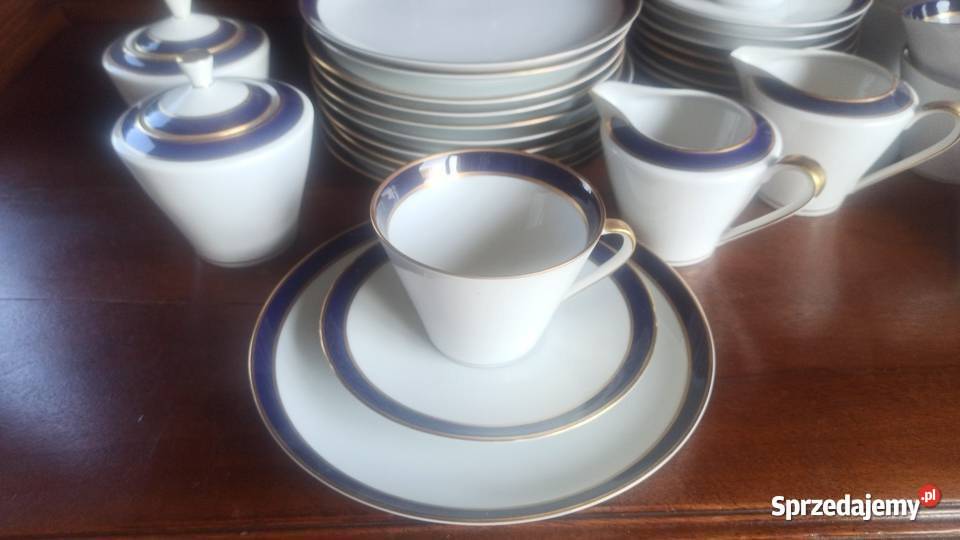 Cukiernica Porcelana kobaltowo złota Syg Gdańsk sprzedam