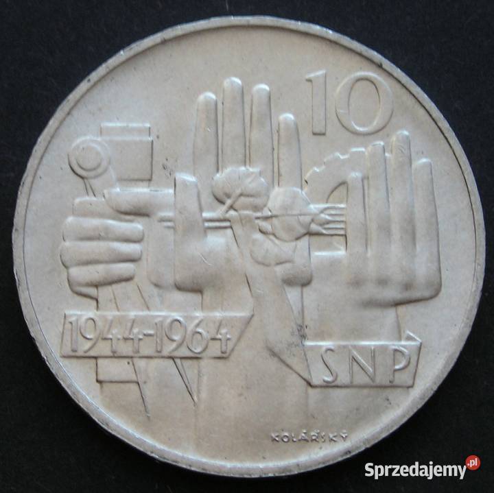 CZECHOSŁOWACJA 10 KORON 1964 SREBRO Łódź