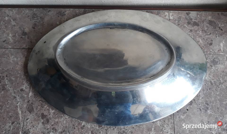 Stara patera taca aluminium zdobiona mosiądzem pomorskie Tczew sprzedam