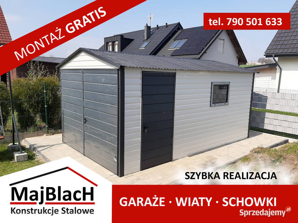 Ładny Biały Garaż Blaszany Na narzędzia Garaże Jędrzejów