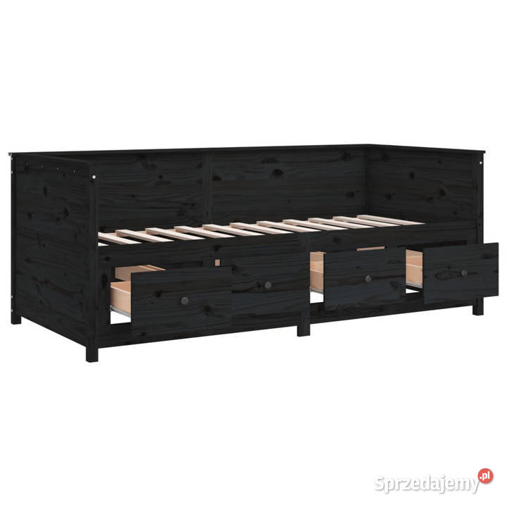Łóżko dzienne czarne lite drewno sosnowe 75x190 sprzedam