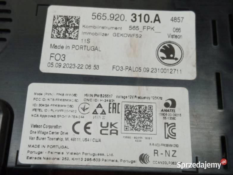 LICZNIK 565920310A Skoda Karoq I 2017 osobowe Liczniki i zegary