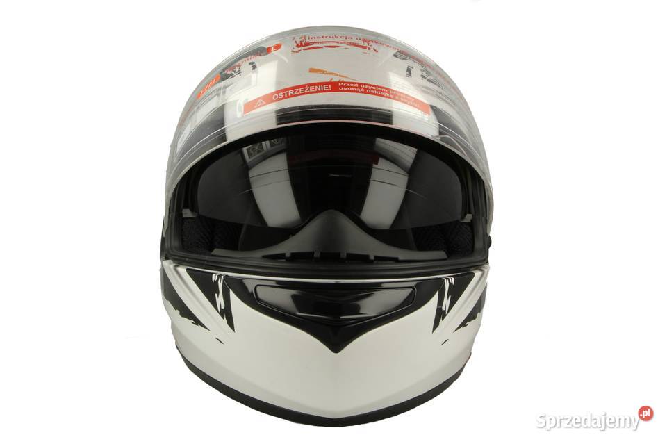 KASK VCAN Z BLENDĄ BIAŁO CZERWONY M AUTOTECH kaski Mrągowo